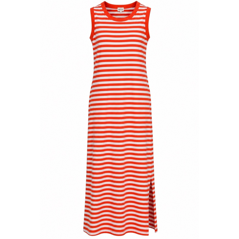 KULE Tank Maxi Dress S Orange Stripe Poppy White Preppy Resort Quiet Luxury
